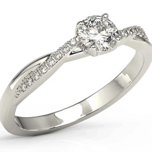 Pierścionek z białego złota z topazem Swarovski i brylantami BP-66B-TOP-WHI/D