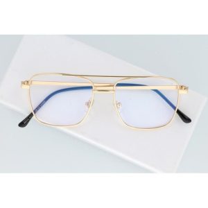 Złote druciane okulary zerówki filtr Blue Light komputera 2560