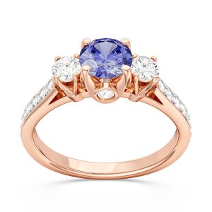 Pierścionek z różowego złota z tanzanitem i brylantami CP-31P