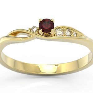 Pierścionek z żółtego złota z granatem i brylantami BP-7810Z