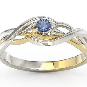 Pierścionek z białego i żółtego złota z szafirem BP-72BP-SZA