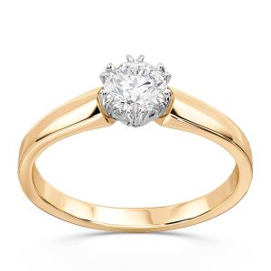 Pierścionek z brylantem certyfikowanym 0,40ct F/VVS1, złoto żółte i białe BP-2140ZB