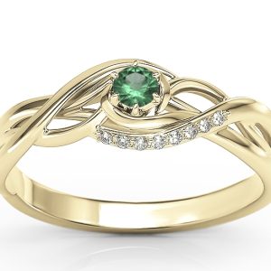 Pierścionek z żółtego złota ze szmaragdem i brylantami BP-71Z-SZM/D