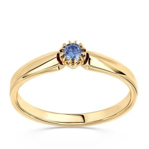 Pierścionek zaręczynowy z żółtego złota z topazem London blue BP-2110Z