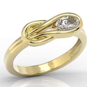 Pierścionek z żółtego złota z białym topazem Swarovski BP-69Z