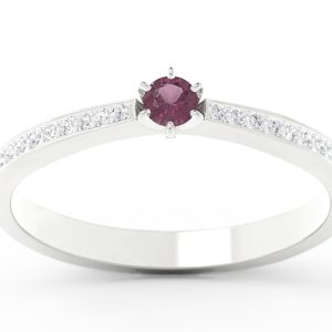 Pierścionek z białego złota z rubinem i brylantami CP-2510B