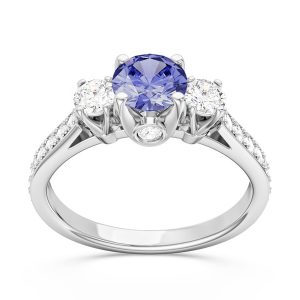 Pierścionek z białego złota z tanzanitem i brylantami CP-31B