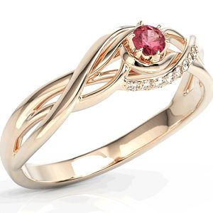 Pierścionek z różowego złota z rubinem i brylantami BP-71P-RUB/D