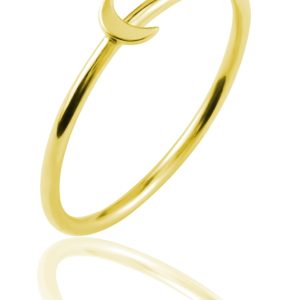 Pierścionek srebrny Księżyc - 24k złocenie