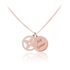 Naszyjnik Joyfull - koniczynka - grawer - rose gold