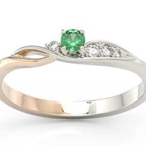 Pierścionek z białego i różowego złota ze szmaragdem i brylantami BP-7810BP