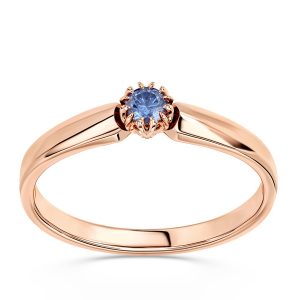Pierścionek zaręczynowy z różowego złota z topazem London blue BP-2110P