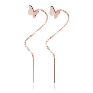 Srebrne kolczyki Motylki 3D - przewlekane - rose gold