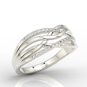 Pierścionek z białego złota z diamentami LP-72B