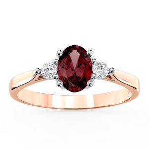 Pierścionek z różowego i białego złota z granatem i brylantami AP-31PB
