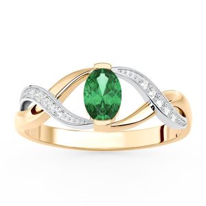 Pierścionek z żółtego i białego złota ze szmaragdem i brylantami AP-69ZB