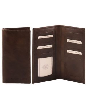 Tuscany Leather Ekskluzywny portfel męski skórzany - 2-krotnie składany , kolor ciemny brąz TL140784
