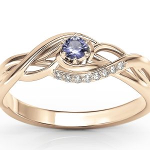 Pierścionek z różowego złota z tanzanitem i brylantami BP-71P