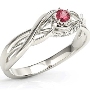 Pierścionek z białego złota z rubinem i brylantami BP-71B-RUB/D