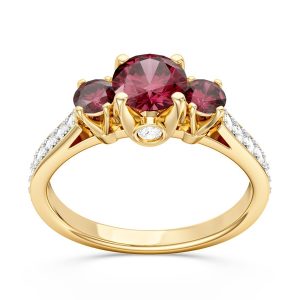 Pierścionek z żółtego złota z rubinami i brylantami CP-31Z