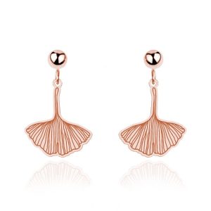 Kolczyki liście Miłorzębu - rose gold