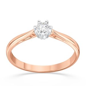 Pierścionek z różowego i białego złota z białym szafirem AP-6610ZB