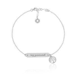 Bransoletka ze Srebra pr. 925 - Drzewko Szczęścia i Grawer