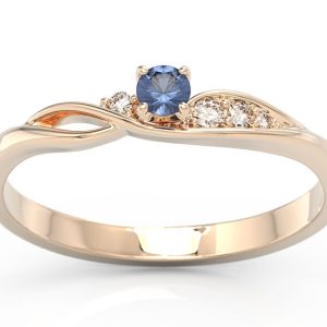 Pierścionek z różowego złota z szafirem i brylantami BP-7810P