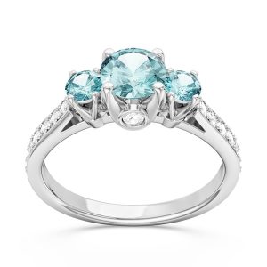 Pierścionek z białego złota z topazami i brylantami CP-31B