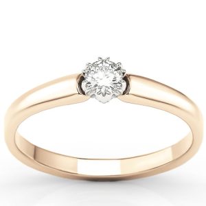 Pierścionek zaręczynowy z różowego i białego złota z brylantem 0,20 ct wzór BP-2120PB