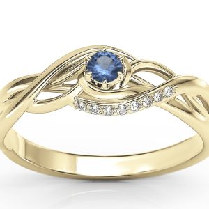 Pierścionek z żółtego złota z szafirem i brylantami BP-71Z-SZA/D
