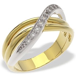 Pierścionek z żółtego i białego złota z cyrkoniami LP-30ZB