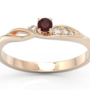 Pierścionek z różowego złota z granatem i brylantami BP-7810P