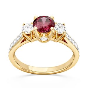 Pierścionek z żółtego złota z rubinem i brylantami CP-31Z