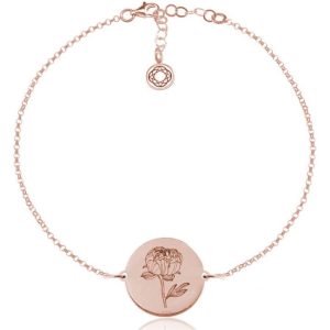 Kwiaty Polskie - Bransoletka z Peonią - Grawer - rose gold
