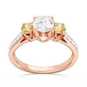 Pierścionek z różowego złota z cytrynami i brylantami CP-31P