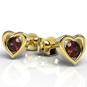 Kolczyki z żółtego złota z granatami LPK-52Z