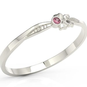 Pierścionek motylek z białego złota z różową cyrkonią BP-89B-C