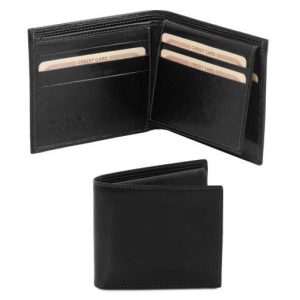 Tuscany Leather Ekskluzywny portfel męski skóra - 3-krotnie składany , kolor czarny TL141353