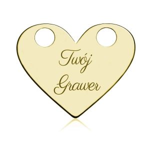 Srebrna zawieszka celebrytka serce z grawerem - 24k złocenie