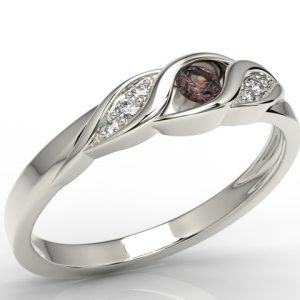 Pierścionek z białego złota z granatem i diamentami AP-51B