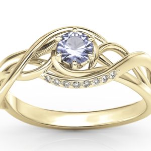 Pierścionek z żółtego złota z tanzanitem i brylantami BP-7130Z