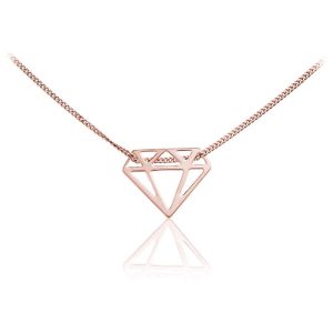 Naszyjnik celebrytka diament - rose gold