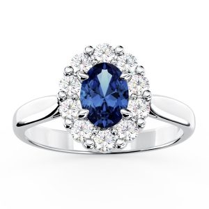 Pierścionek zaręczynowy z szafirem i diamentami BP-57B