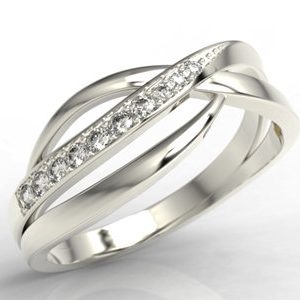 Pierścionek z białego złota z diamentami LP-6708B