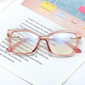 Okulary kocie do komputera damskie z filtrem BLUE Light zerówki 2577-2