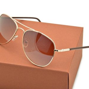 Złoto brązowe Okulary aviator przeciwsłoneczne F-272