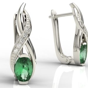 Kolczyki z białego złota ze szmaragdami i brylantami APK-69B