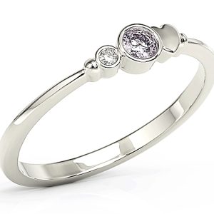 Pierścionek z białego złota z cyrkoniami lavendową i białą Swarovski BP-6811B-C