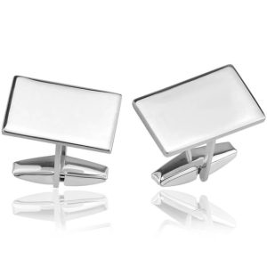 Srebrne spinki do mankietów - prostokąty - grawer